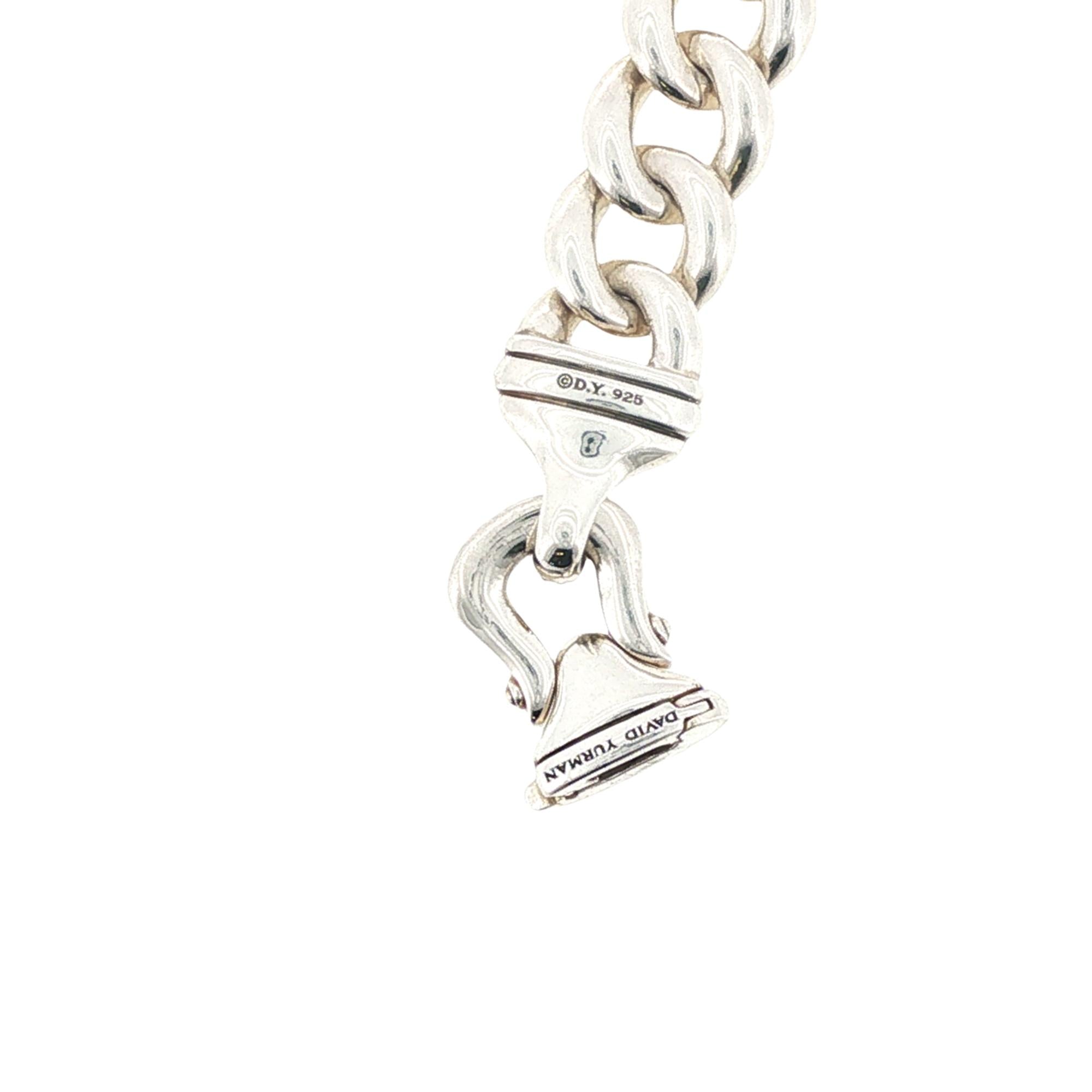 David Yurman Diamond Clasp Sterling Silver Link Bracelet 7 Inches