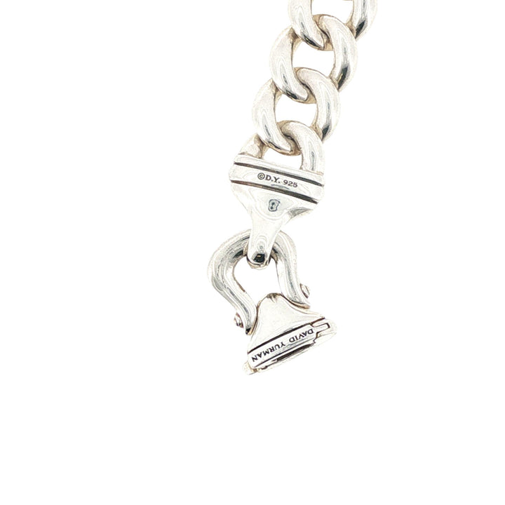 David Yurman Diamond Clasp Sterling Silver Link Bracelet 7 Inches