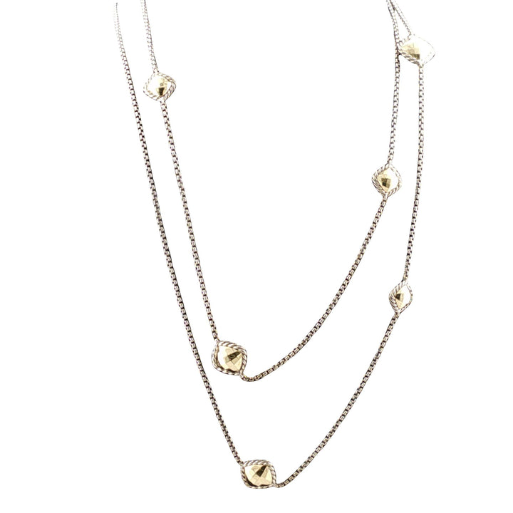 David Yurman Onyx 18 Karat Yellow Gold 6 Station 36 Inch Sterling SilverNecklace