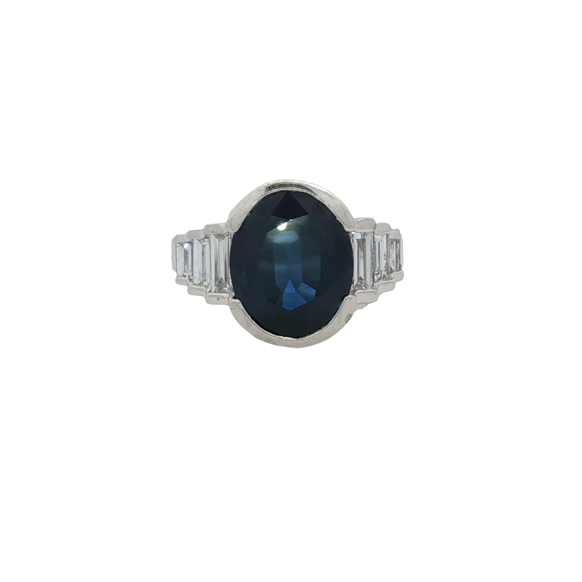 9.50 Carat Oval Natural Blue Sapphire Diamond Platinum Cocktail Ring