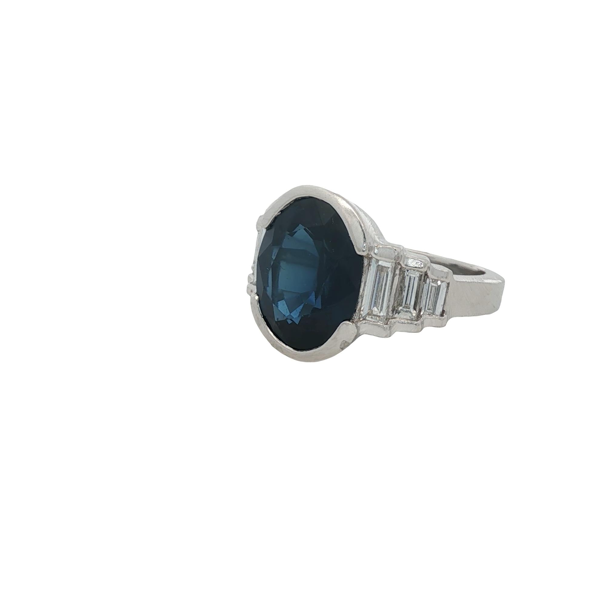 9.50 Carat Oval Natural Blue Sapphire Diamond Platinum Cocktail Ring