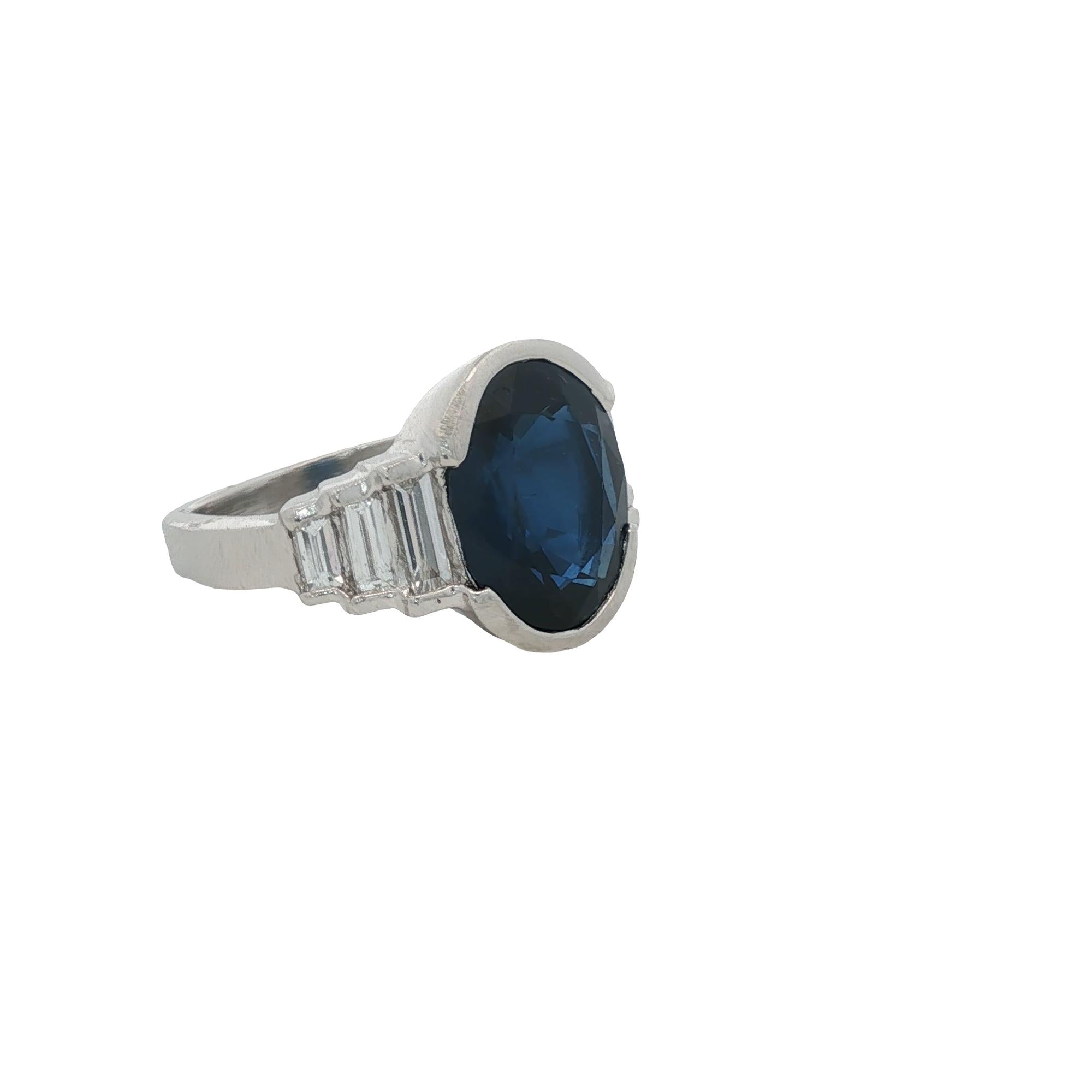 9.50 Carat Oval Natural Blue Sapphire Diamond Platinum Cocktail Ring