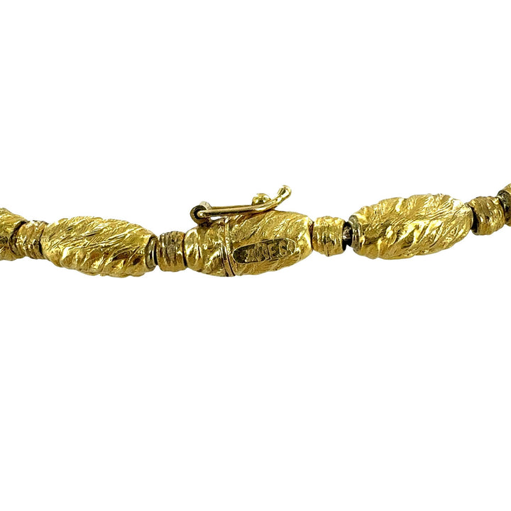 LaLaounis 21/18 Karat Yellow Gold Hammered Finish Drop Pendant Necklace