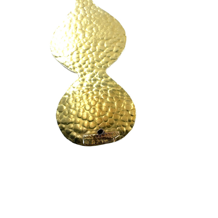 LaLaounis 21/18 Karat Yellow Gold Hammered Finish Drop Pendant Necklace