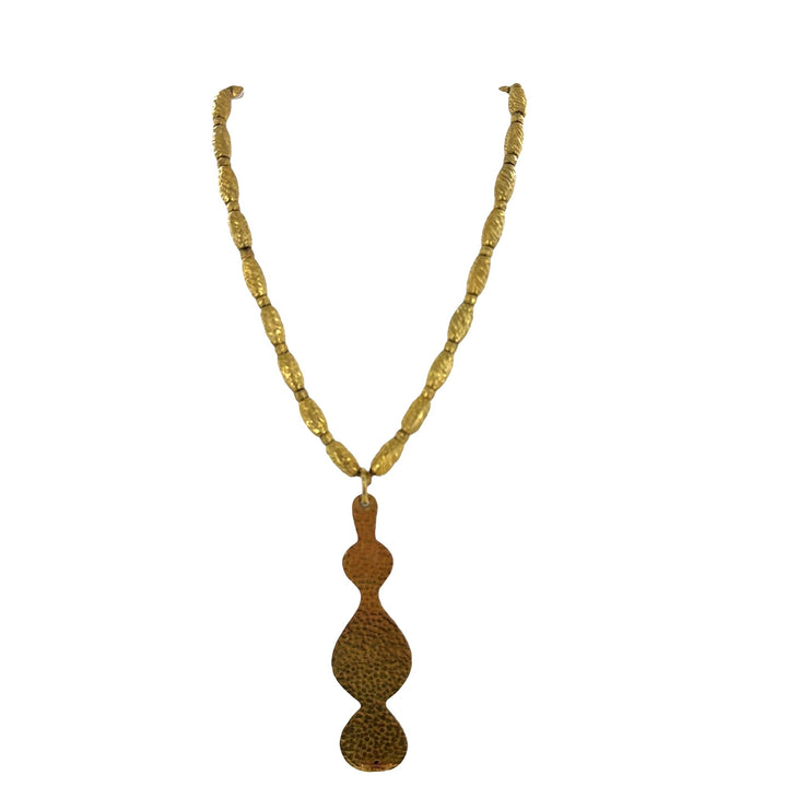 LaLaounis 21/18 Karat Yellow Gold Hammered Finish Drop Pendant Necklace