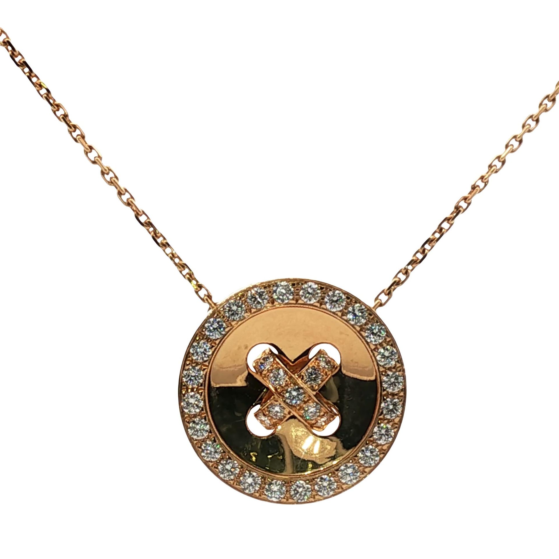 Van Cleef & Arpels Diamond 18 Karat Yellow Gold Bouttoniere Pendant Necklace