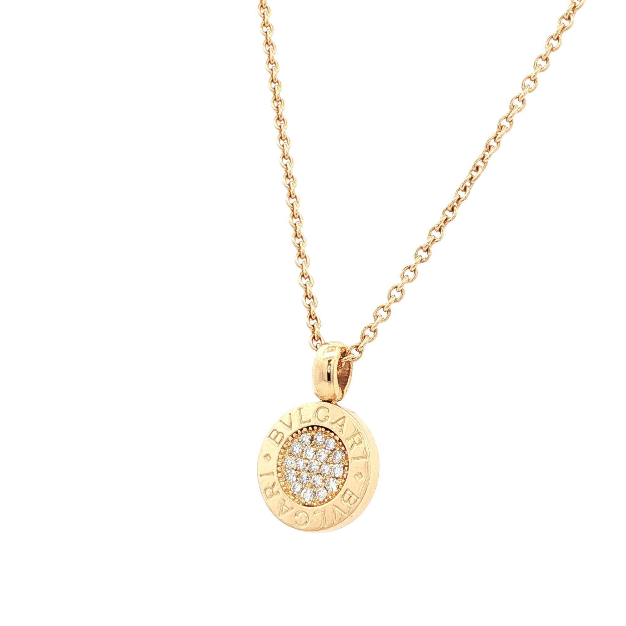 Bvlgari Diamond Disc 18 Karat Yellow Gold Modern Pendant Necklace