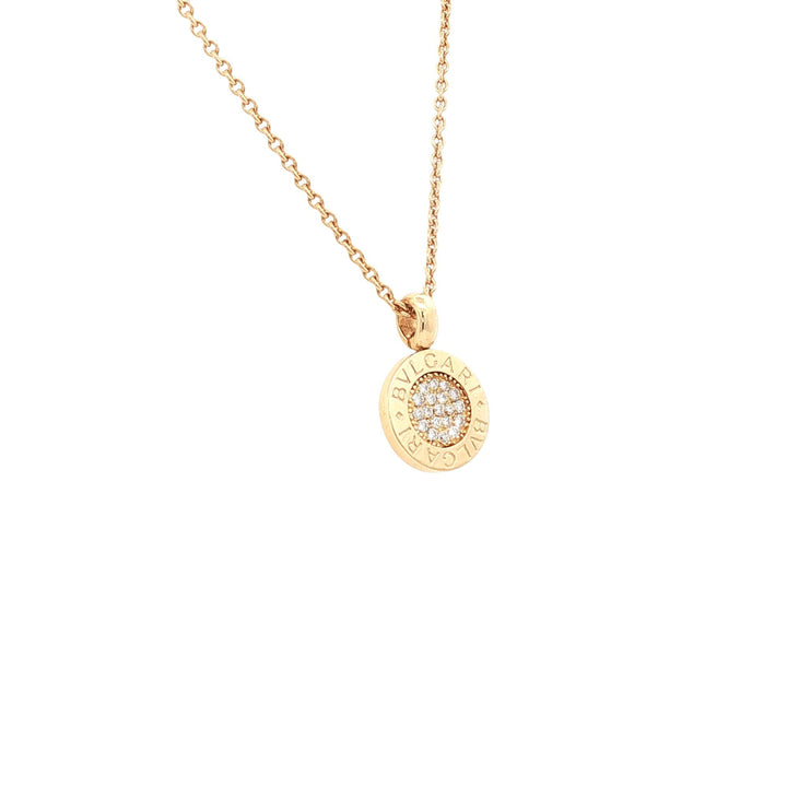 Bvlgari Diamond Disc 18 Karat Yellow Gold Modern Pendant Necklace