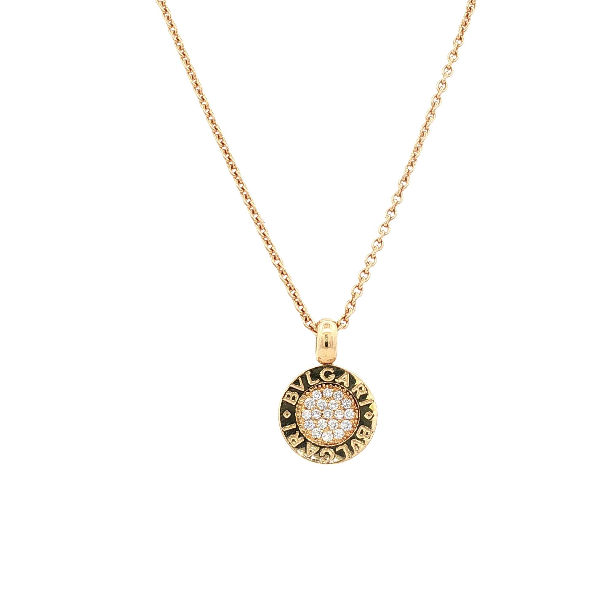 Bvlgari Diamond Disc 18 Karat Yellow Gold Modern Pendant Necklace