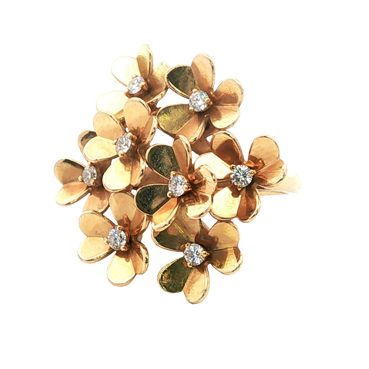 Van Cleef & Arpels Frivole Diamond 18 Karat Rose Gold Flower Ring Size 52 (6)