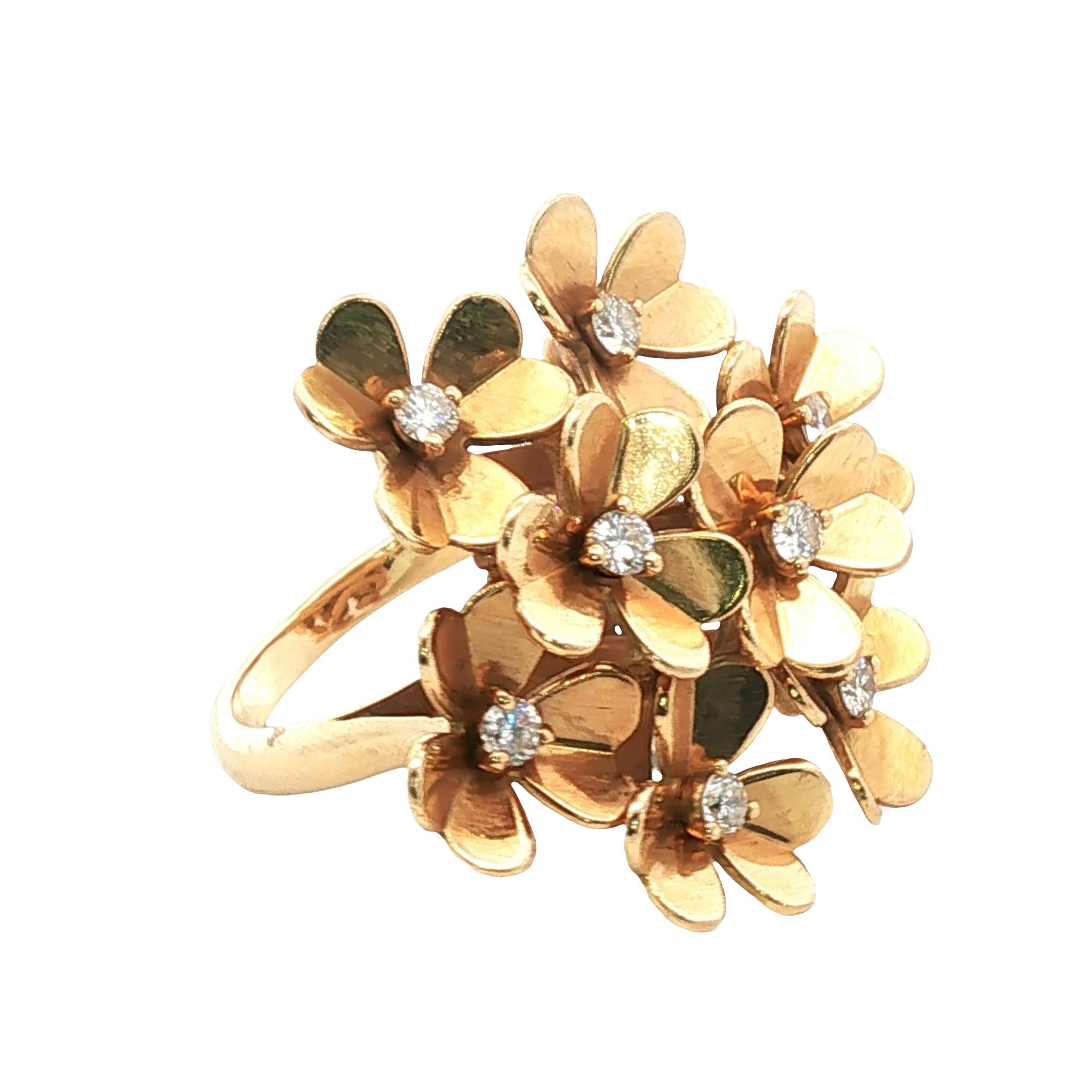 Van Cleef & Arpels Frivole Diamond 18 Karat Rose Gold Flower Ring Size 52 (6)