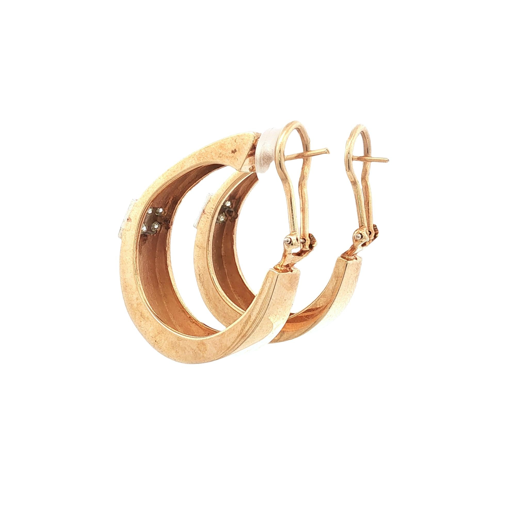Diamond Hoop 14 Karat Yellow Gold J Hoop Contemporary Leverback Earrings