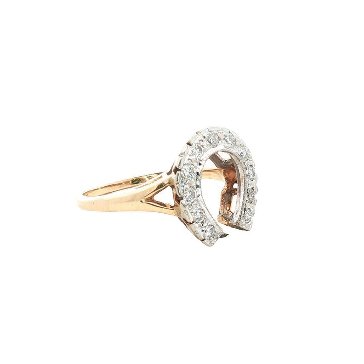 Diamond 14 Karat Yellow Gold Vintage Horseshoe Ring