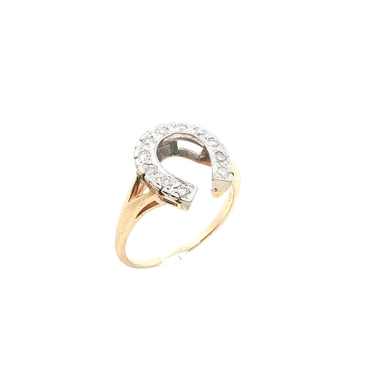 Diamond 14 Karat Yellow Gold Vintage Horseshoe Ring