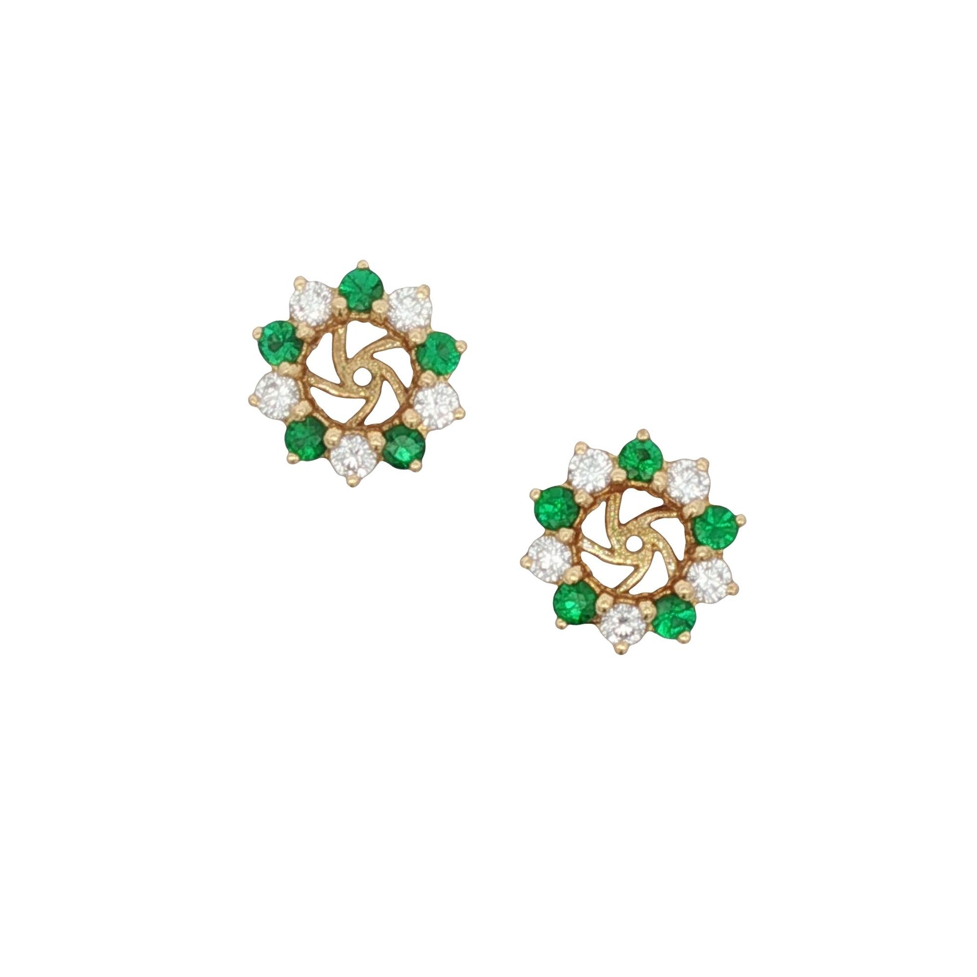 Diamond Emerald 18 Karat Yellow Gold Earring Jackets by Spark