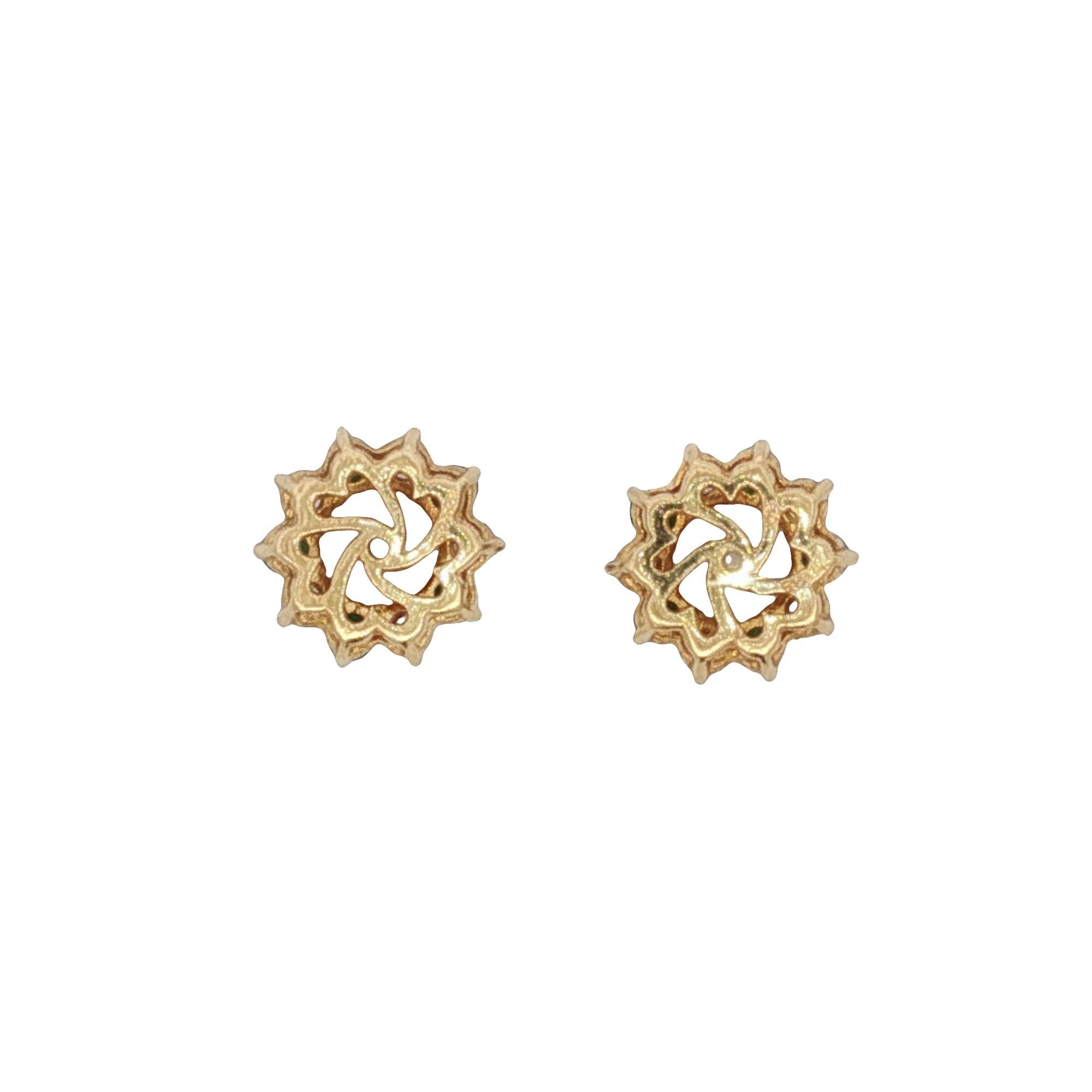 Diamond Emerald 18 Karat Yellow Gold Earring Jackets by Spark