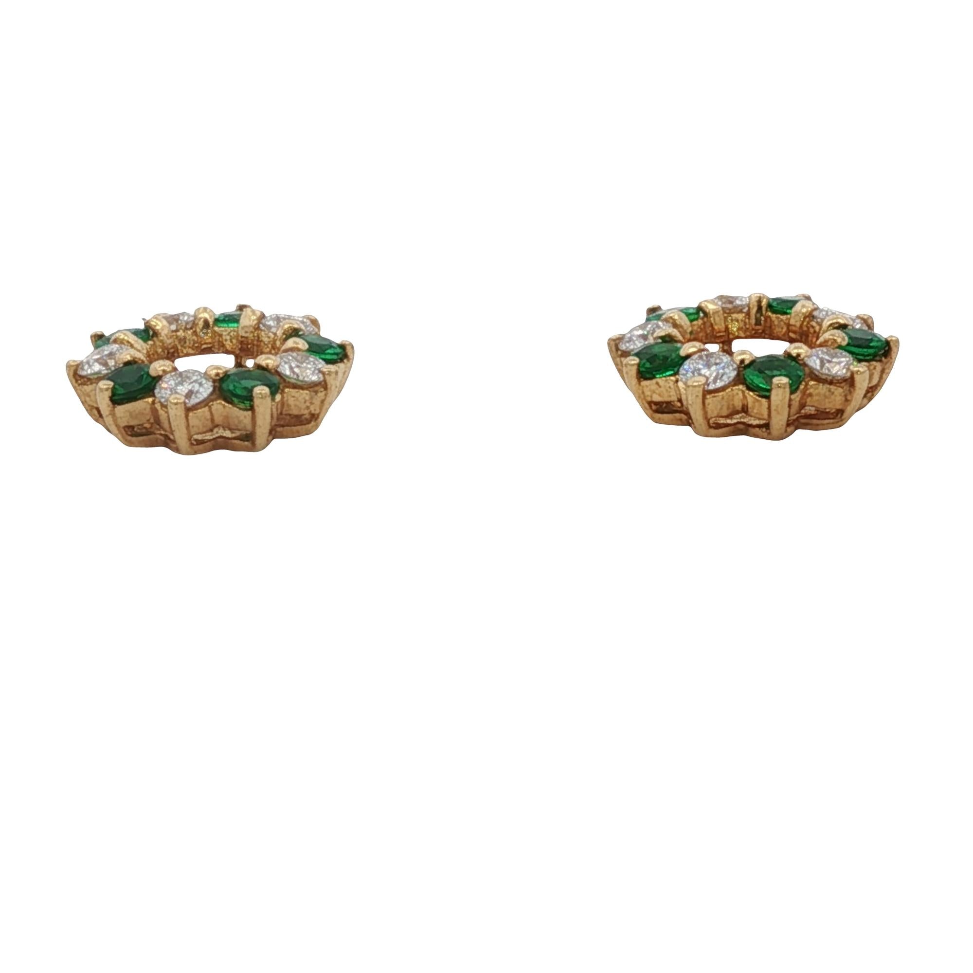 Diamond Emerald 18 Karat Yellow Gold Earring Jackets by Spark