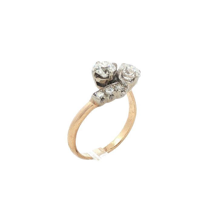 1950's Diamond 14 Karat Yellow Gold Bypass Vintage Ring