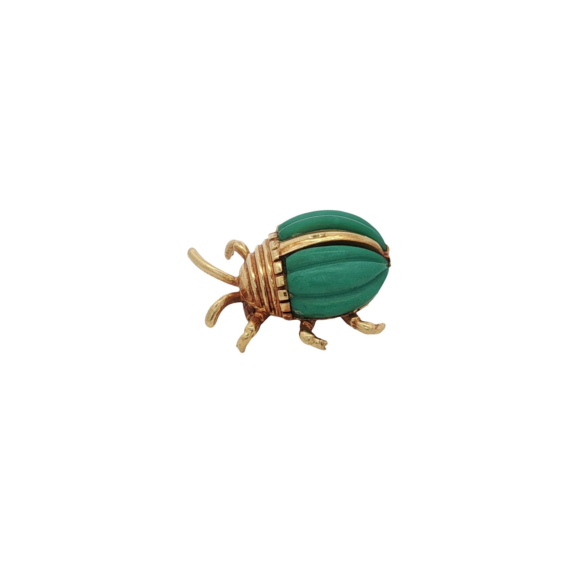 Tiffany & Company Italy Turquoise 18 Karat Yellow Gold Beetle Brooch Vintage