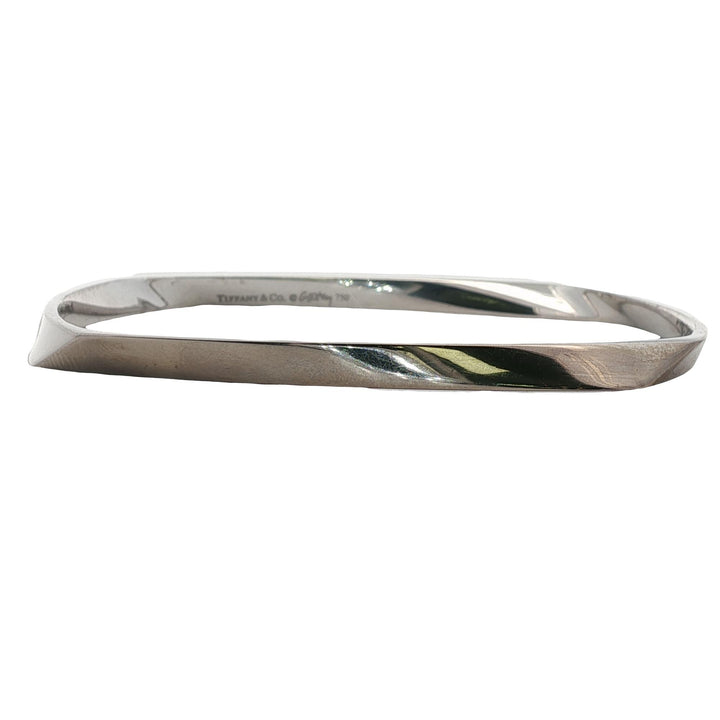 Tiffany & Co. Gehry Torque 18k White Gold Square Twisted Bangle Bracelet