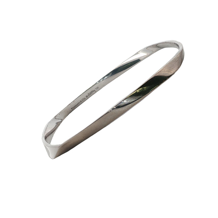 Tiffany & Co. Gehry Torque 18k White Gold Square Twisted Bangle Bracelet