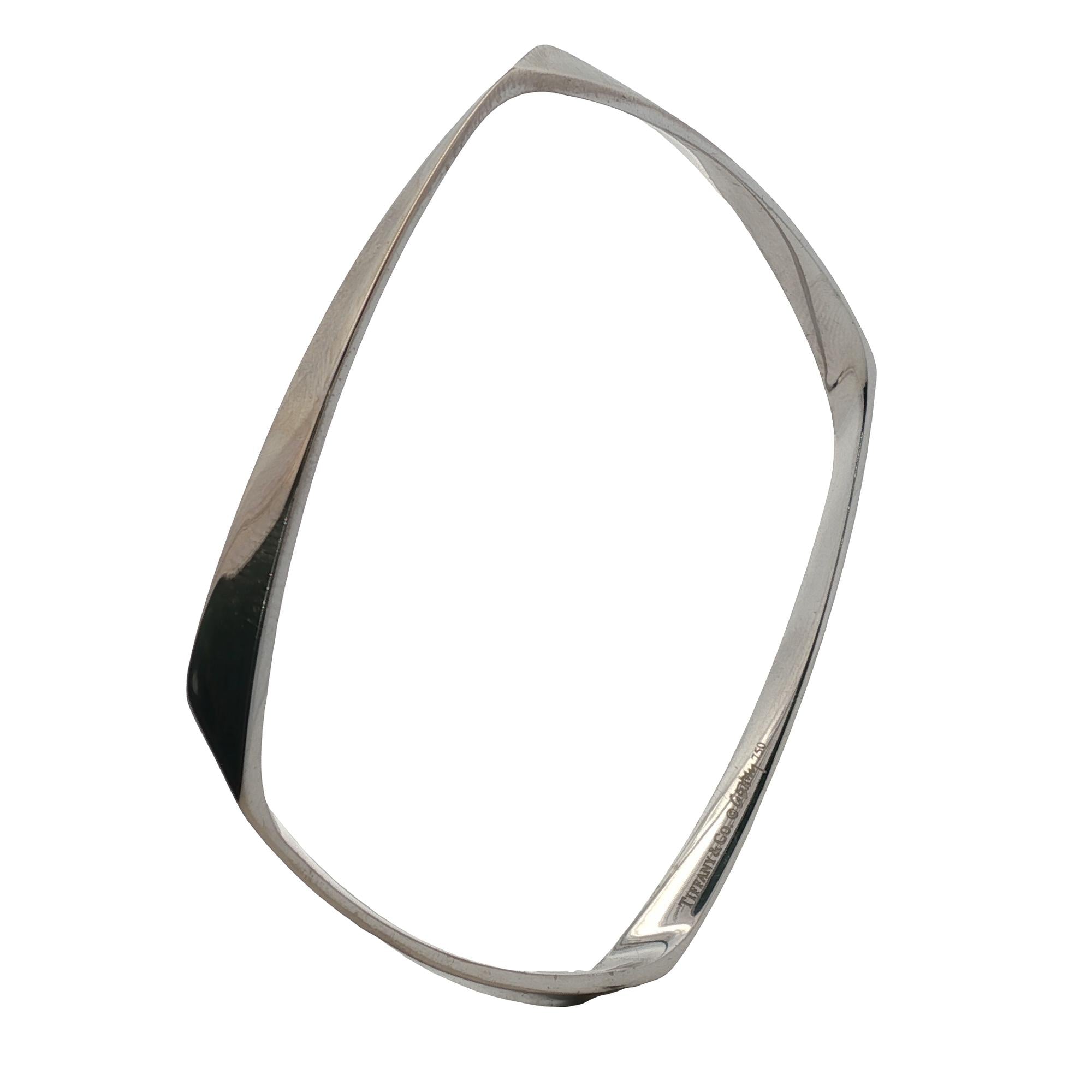 Tiffany & Co. Gehry Torque 18k White Gold Square Twisted Bangle Bracelet