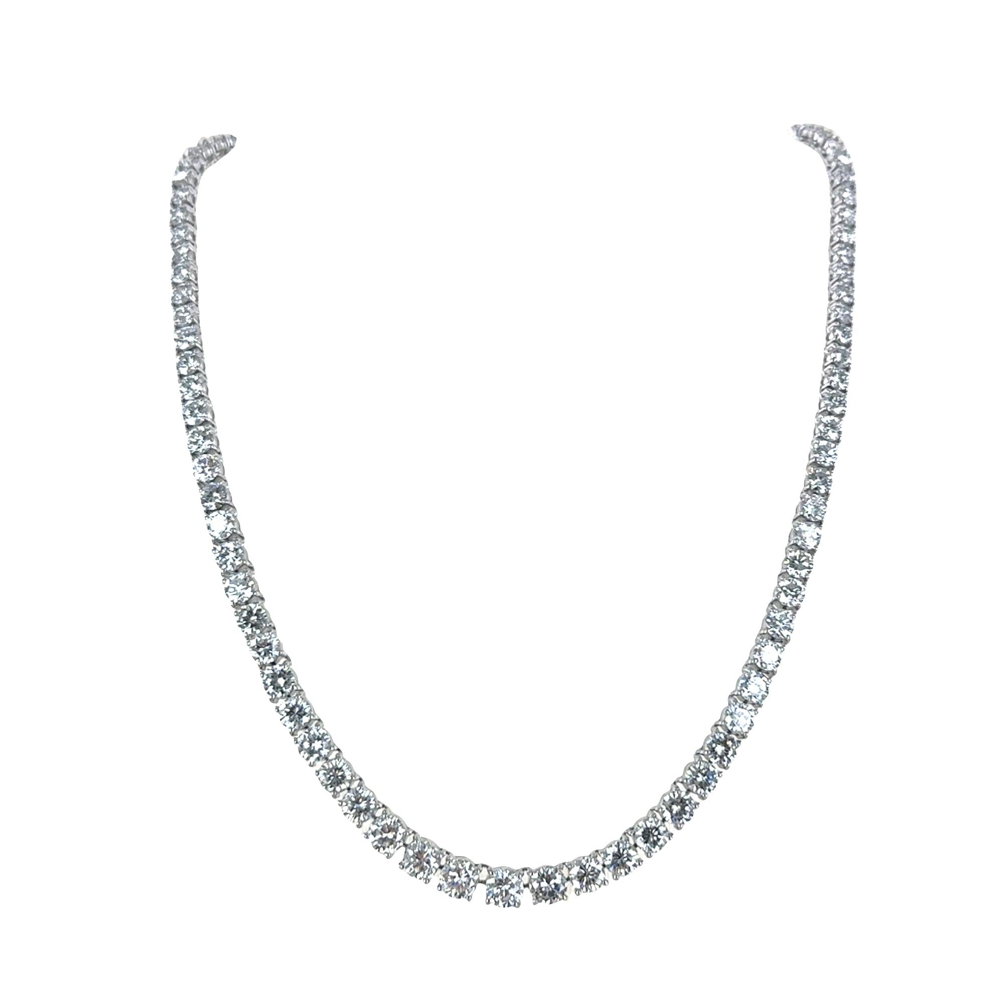 11 CTW Round Brilliant-Cut Diamond Platinum Riviera Necklace