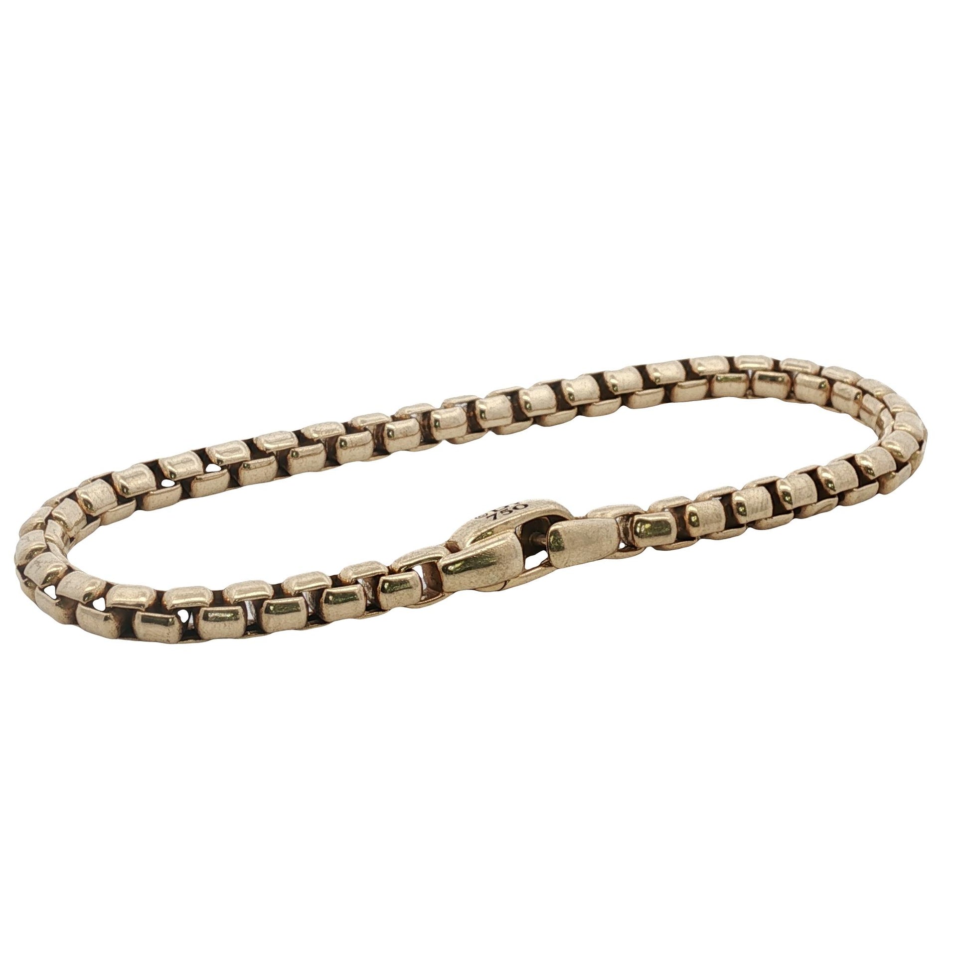 David Yurman Gents 18 Karat Yellow Gold Box Chain Link Bracelet 8.5 inches