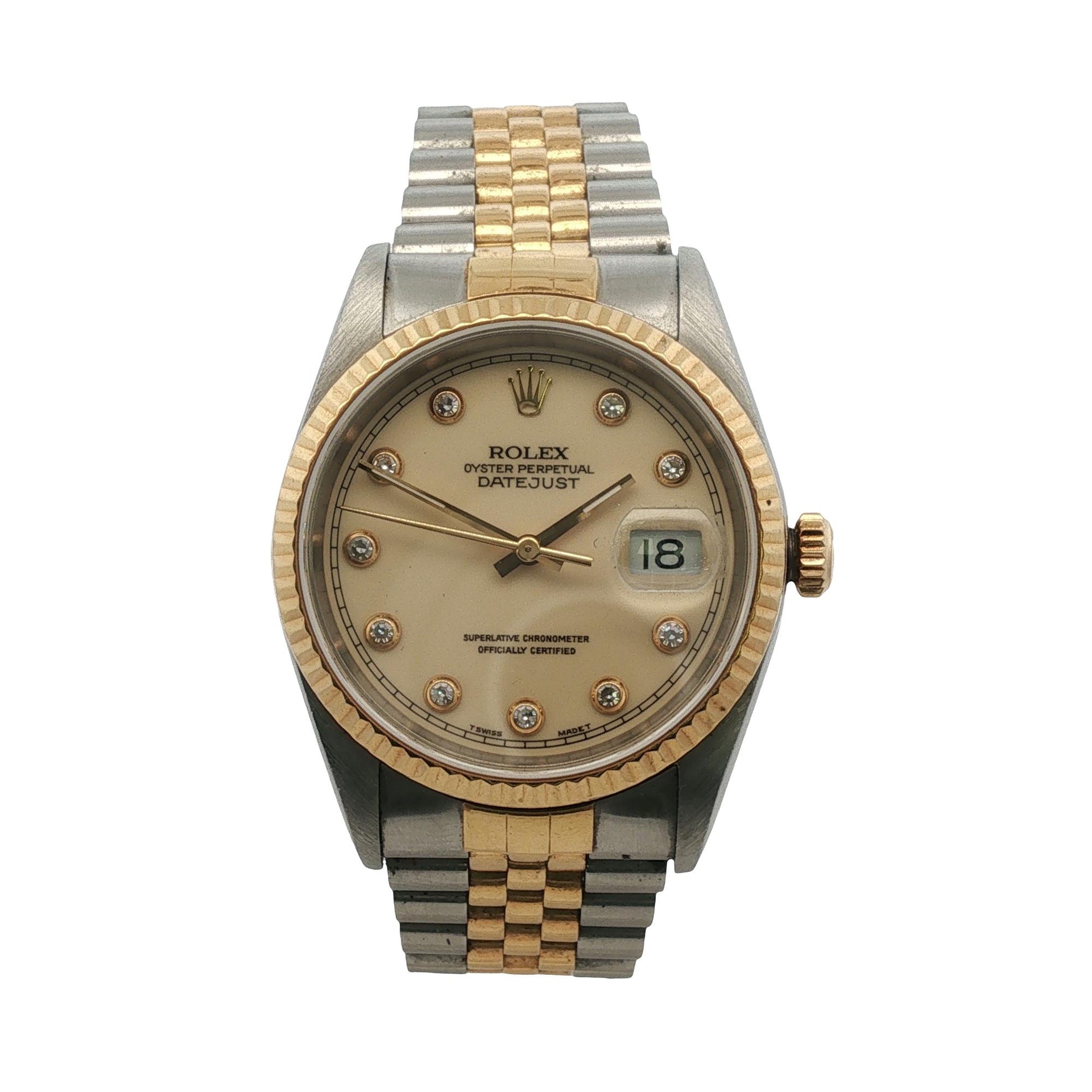 Rolex Datejust 36mm Two Tone Factory Diamond Dial Jubilee Bracelet Box & Papers