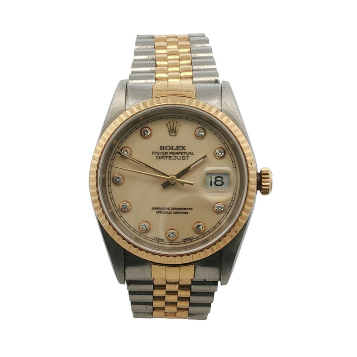 Rolex Datejust 36mm Two Tone Factory Diamond Dial Jubilee Bracelet Box & Papers