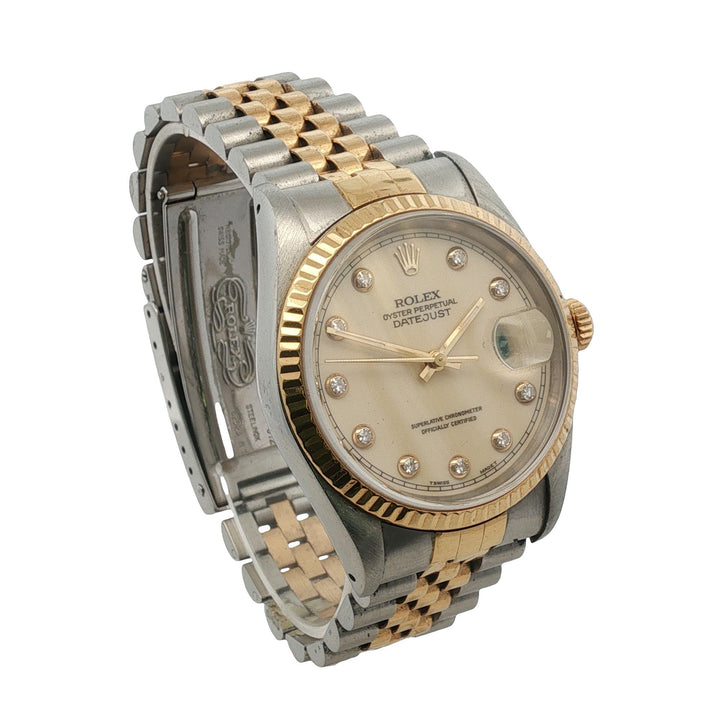 Rolex Datejust 36mm Two Tone Factory Diamond Dial Jubilee Bracelet Box & Papers