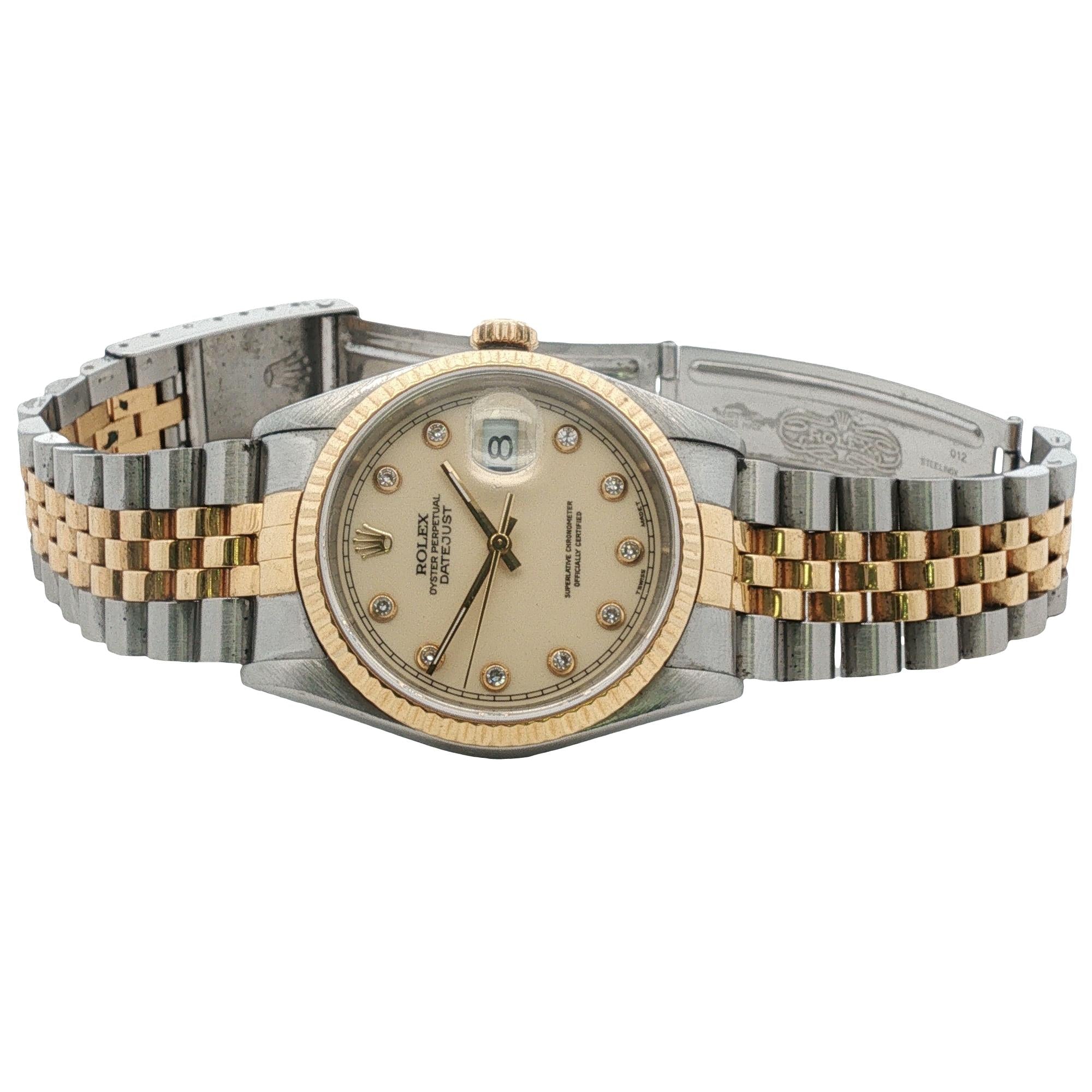 Rolex Datejust 36mm Two Tone Factory Diamond Dial Jubilee Bracelet Box & Papers