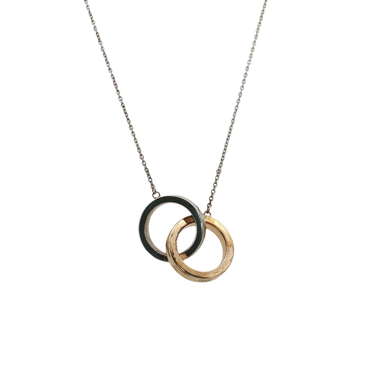 Tiffany & Co. 1837 Interlocking Rings Pendant Necklace 18KYG/SS