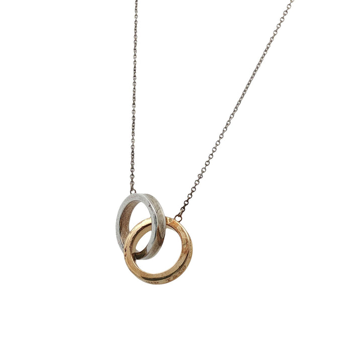 Tiffany & Co. 1837 Interlocking Rings Pendant Necklace 18KYG/SS