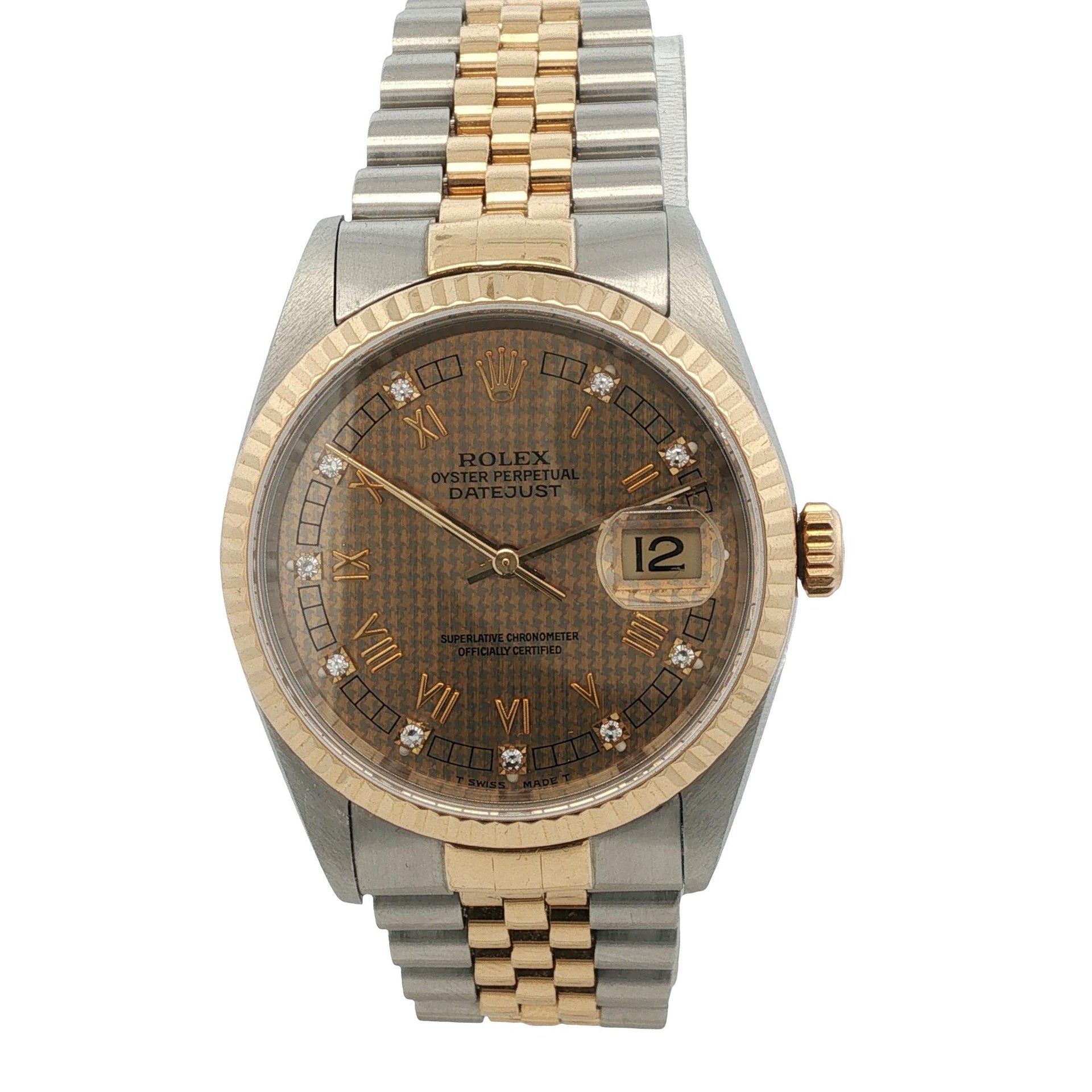 Rolex Datejust 36mm Two Tone Factory Diamond Dial