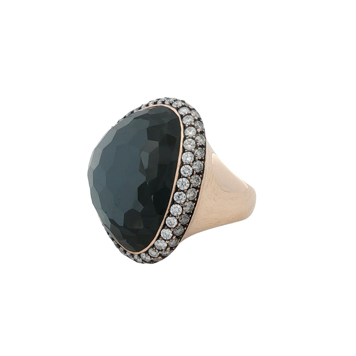 Mark Lash Hematite Diamond 18 Karat Rose Gold Cocktail Statement Ring