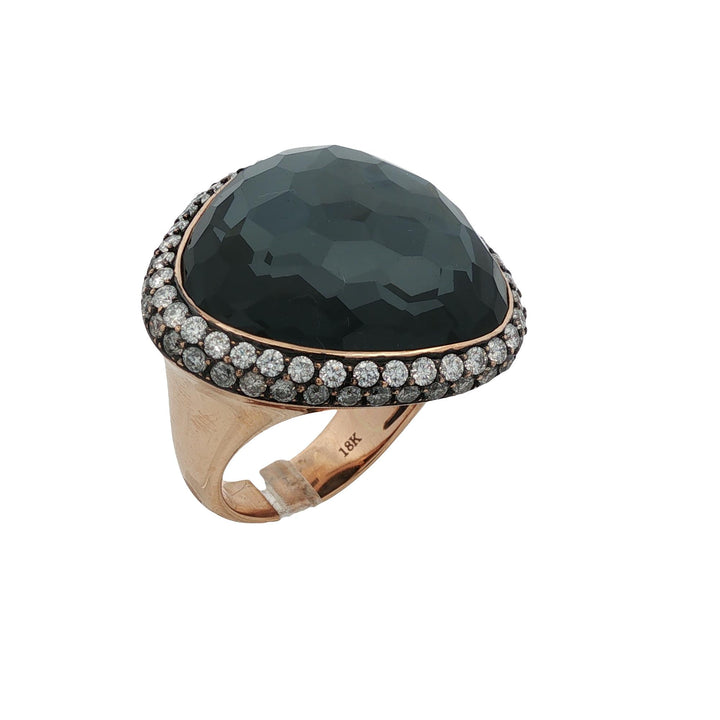 Mark Lash Hematite Diamond 18 Karat Rose Gold Cocktail Statement Ring