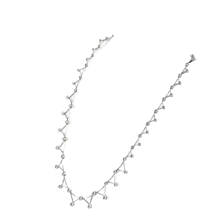 Bezel Set Diamond 14 Karat White Gold Triangular Link Modern Necklace