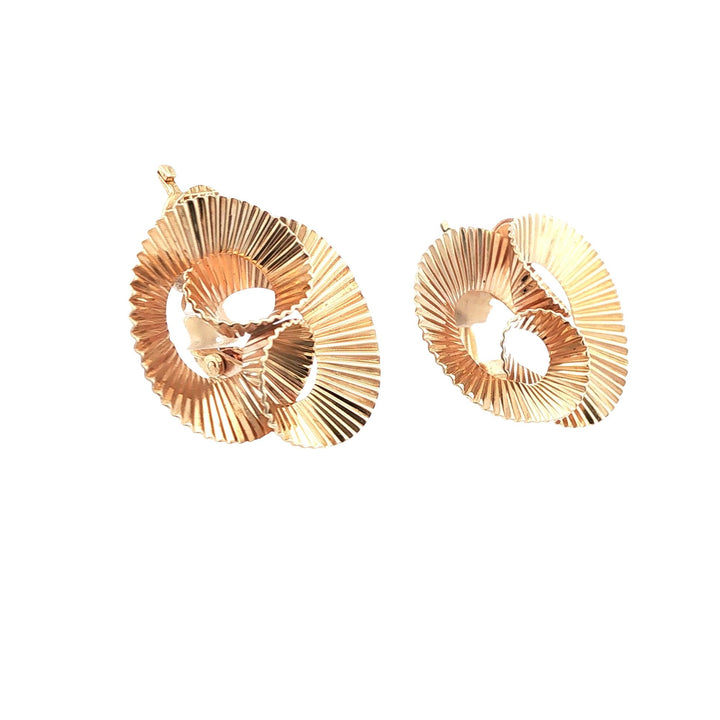 Tiffany & Company Yellow Gold Retro Vintage Ribbed Ribbon EarClip Earrings