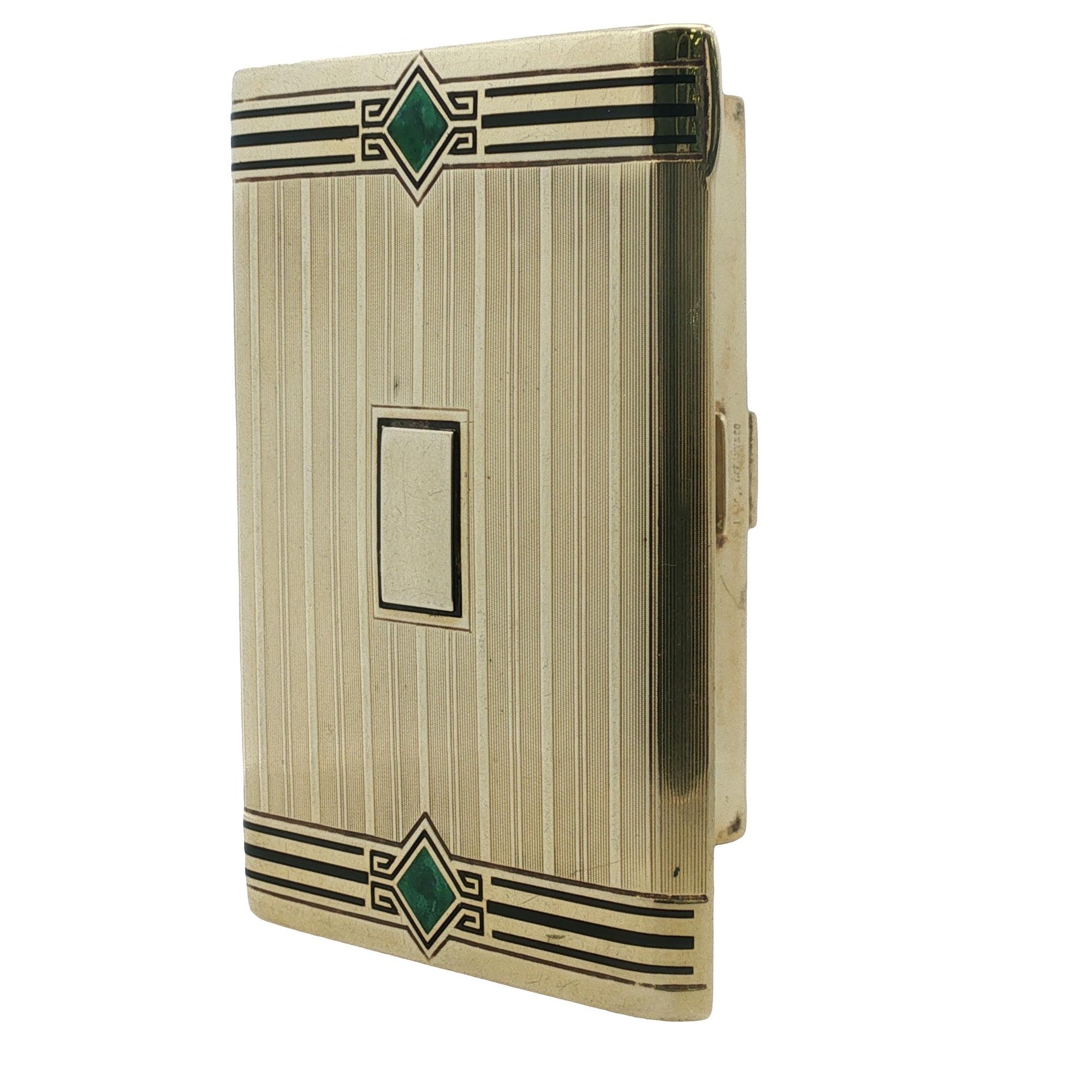 Tiffany & Company Jade & Enamel 14 Karat Yellow Gold Cigarette Case Vintage