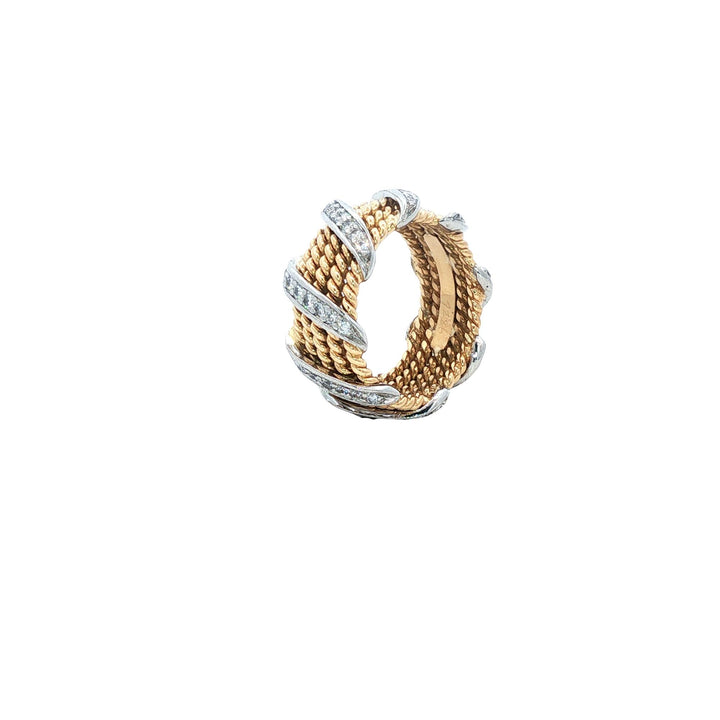 Tiffany & Co. Jean Schlumberger Diamond 18KYG Platinum Band Ring Size 5