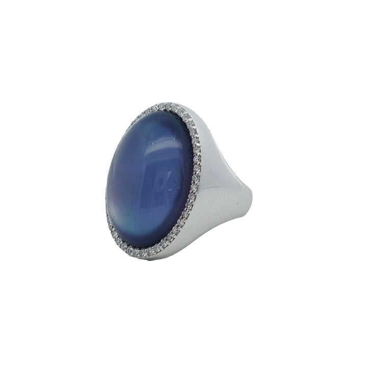 Roberto Coin Amethyst Mother Of Pearl Doublet Diamond 18K Gold Cocktail Ring
