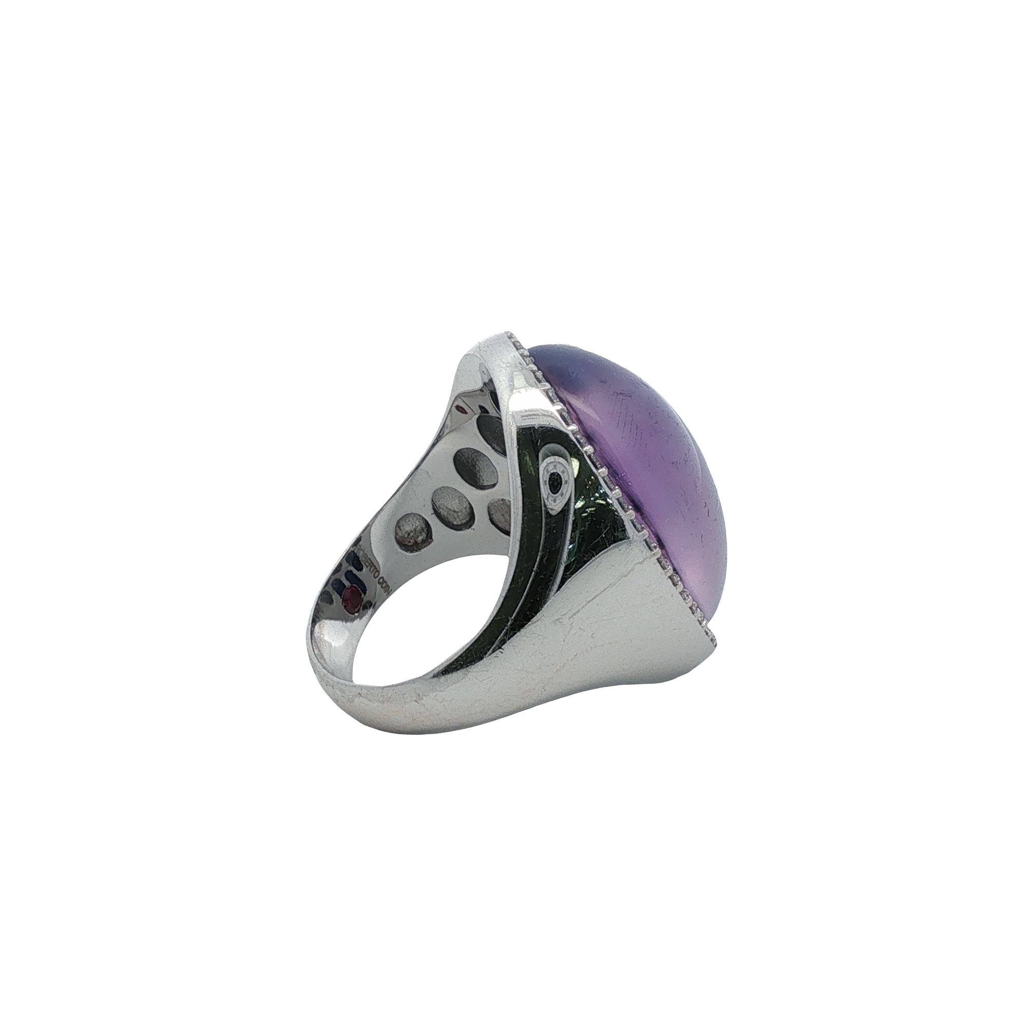 Roberto Coin Amethyst Mother Of Pearl Doublet Diamond 18K Gold Cocktail Ring