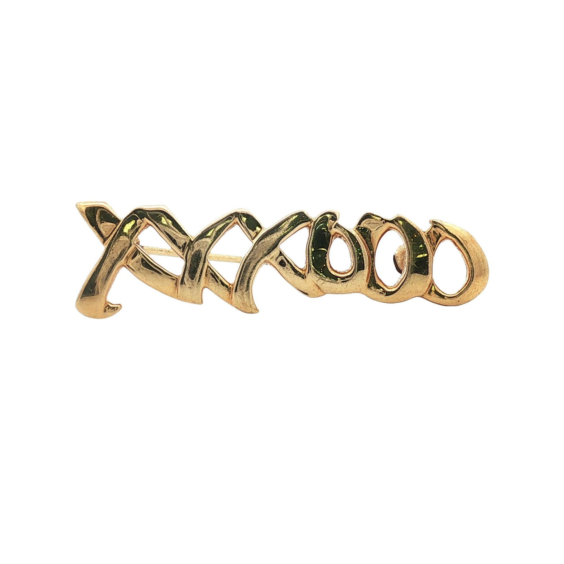 Paloma Picasso Tiffany & Company 'XOXO' 18K Yellow Gold Brooch Pin Circa 1980s
