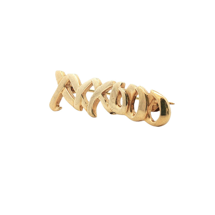 Paloma Picasso Tiffany & Company 'XOXO' 18K Yellow Gold Brooch Pin Circa 1980s