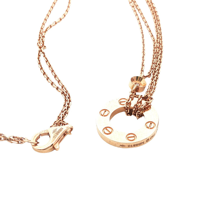 Cartier LOVE Two Diamond 18 Karat Rose Gold Pendant Link Necklace