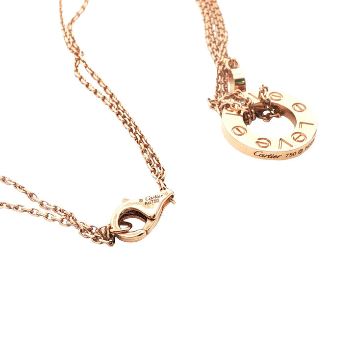 Cartier LOVE Two Diamond 18 Karat Rose Gold Pendant Link Necklace