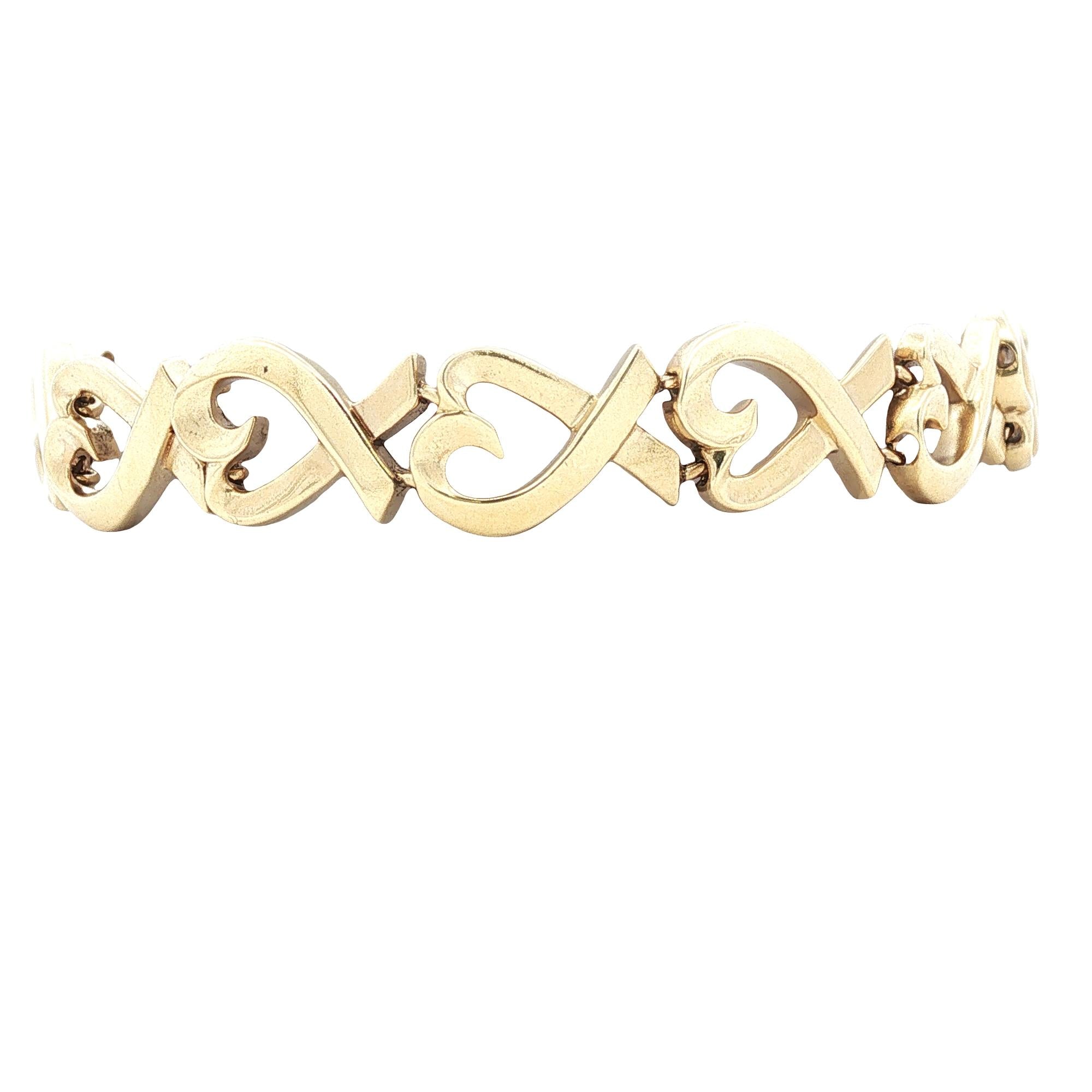 Tiffany & Company Paloma Picasso Heart Link Bracelet 18 Karat Yellow Gold 1980's