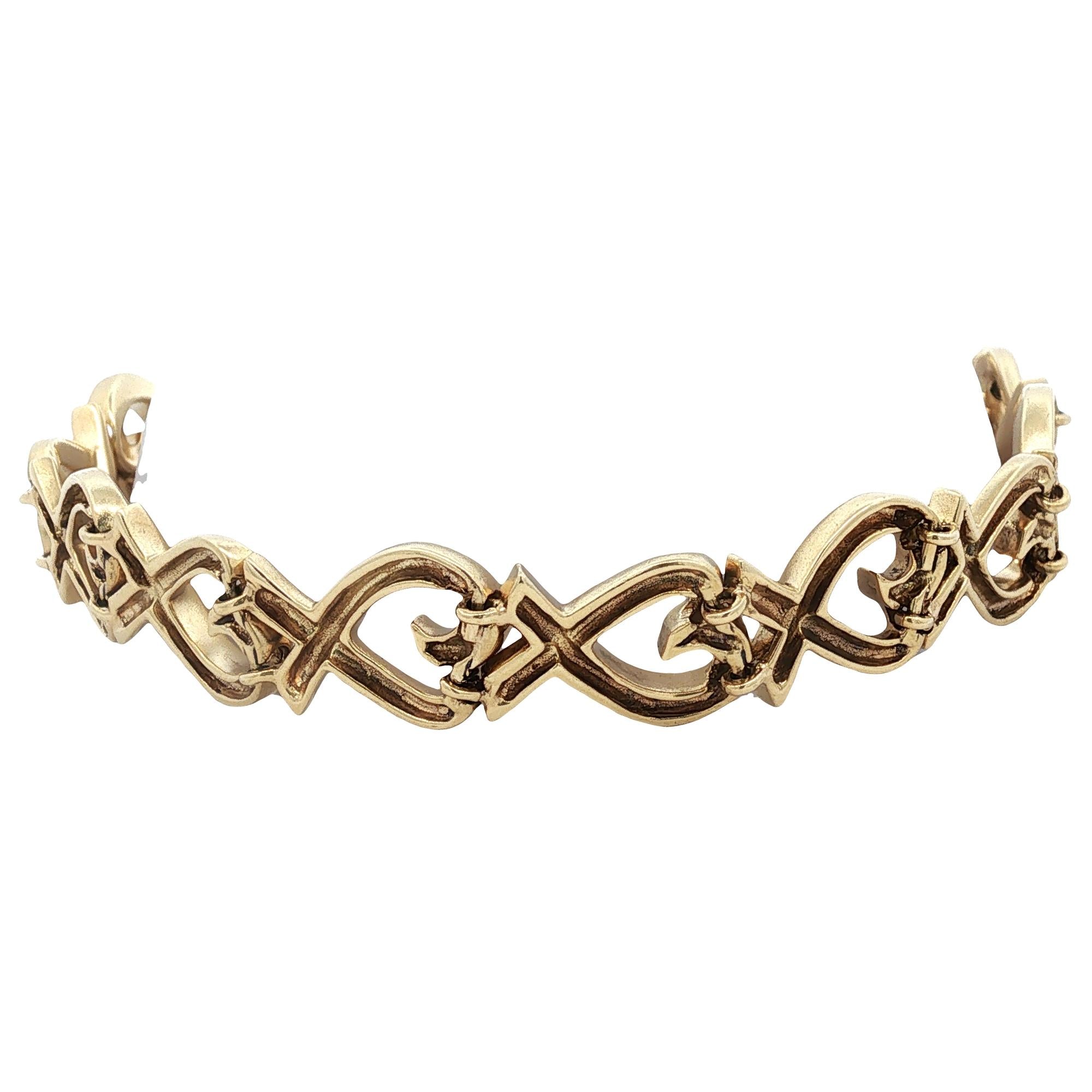 Tiffany & Company Paloma Picasso Heart Link Bracelet 18 Karat Yellow Gold 1980's
