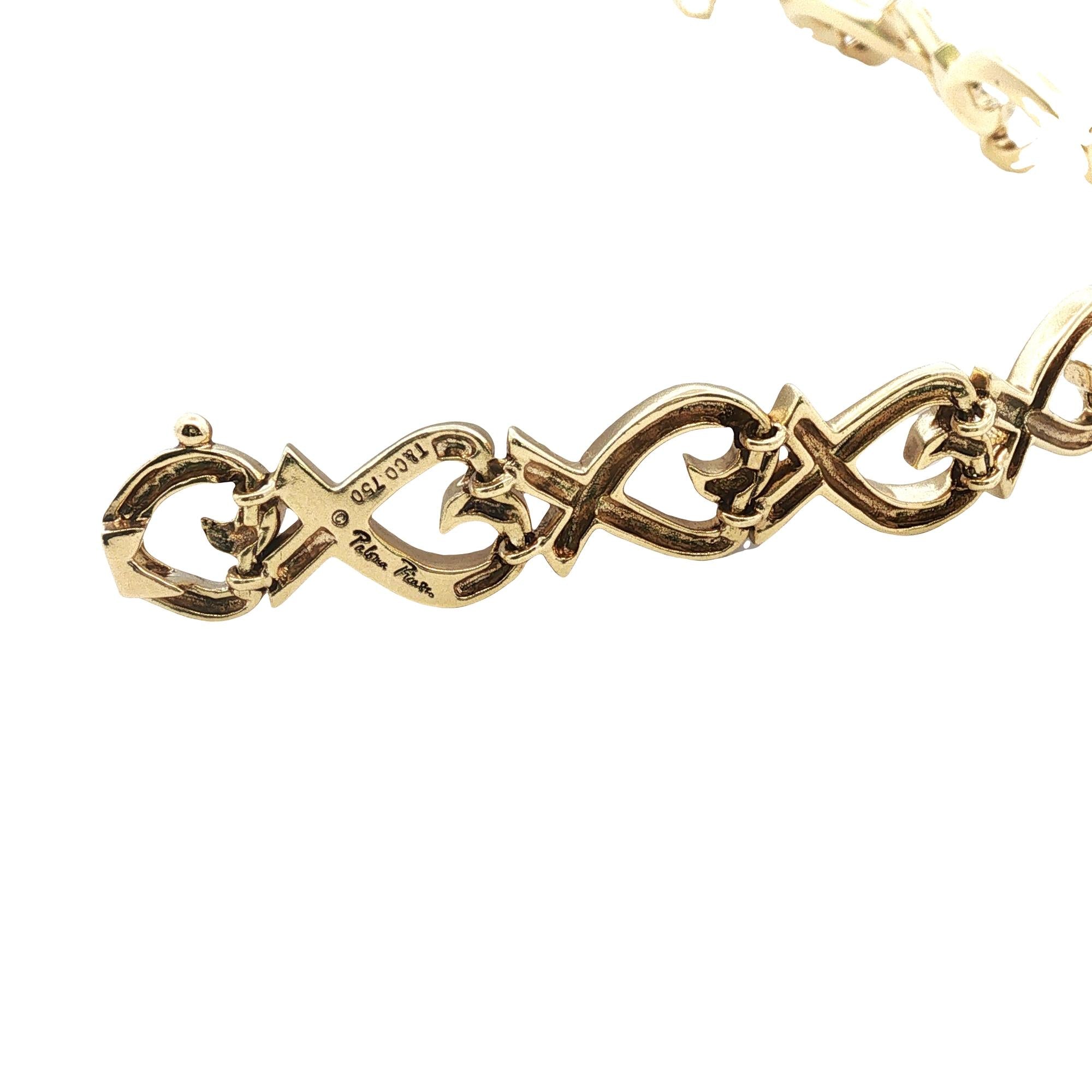 Tiffany & Company Paloma Picasso Heart Link Bracelet 18 Karat Yellow Gold 1980's